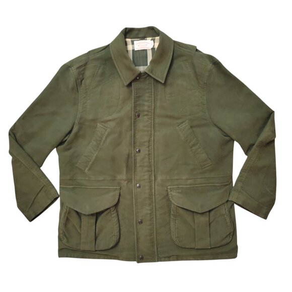 C C Filson Green Large Field Flannel Lined *Damage Missing Button* Jacket A6 - Picture 1 of 10